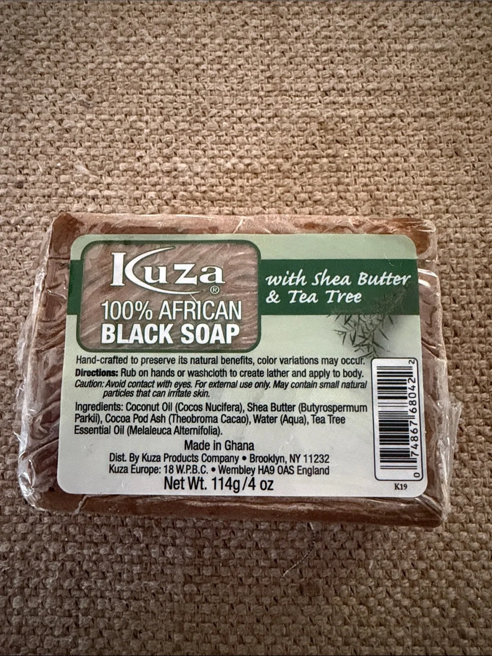Kuza 100% African Black Soap with Shea Butter & Tea Tree – Brown